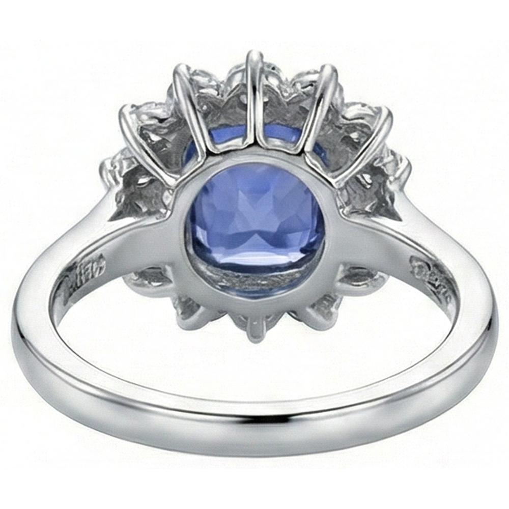 Cushion Tanzanite 4.30 Carat Natural Earth Mined Diamond ( Not Lab Grown ) s Halo Ring White Gold 14K