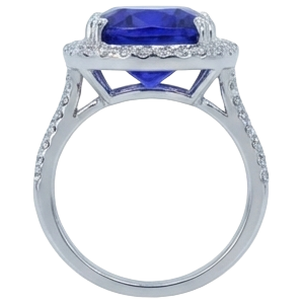 Cushion Tanzanite And Natural Earth Mined Diamond ( Not Lab Grown ) 6.50 Ct Wedding Ring 14K Gold