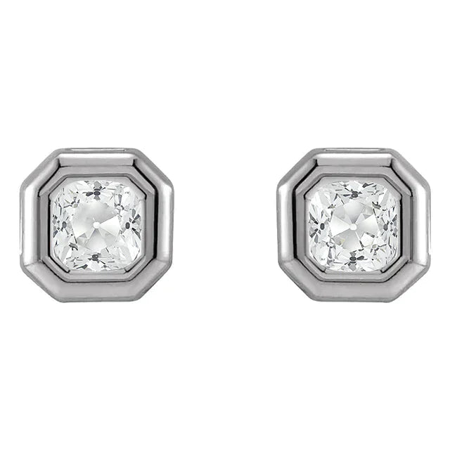 Authentic Brilliant Diamond Stud Earrings 2 ct 14K White Gold – front view