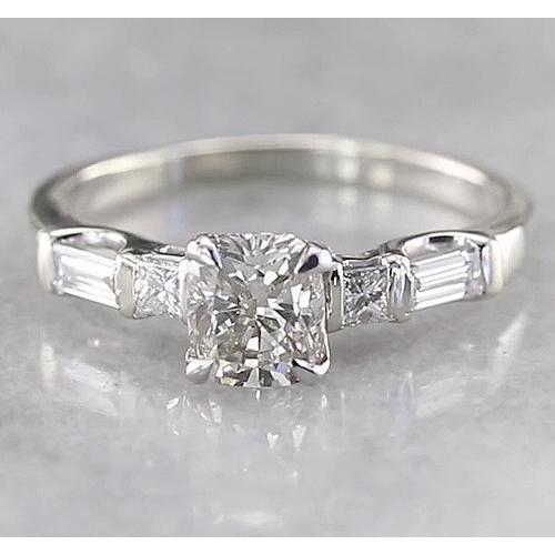 Cushion Eagle Claws Real Diamond Engagement Ring 1.75 Carats Women Jewelry