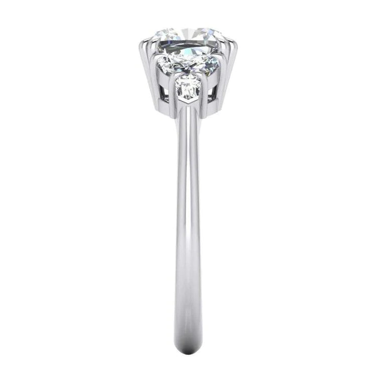 Genuine Diamond Engagement Ring 3 Carats Trillion Cut White Gold 18K