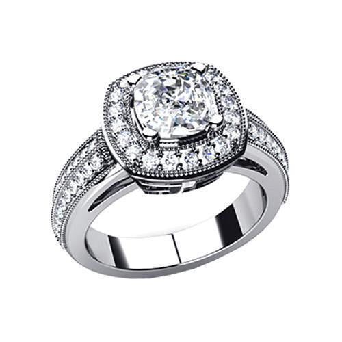 Cushion Genuine Diamond Halo Engagement Ring 6.50 Carats