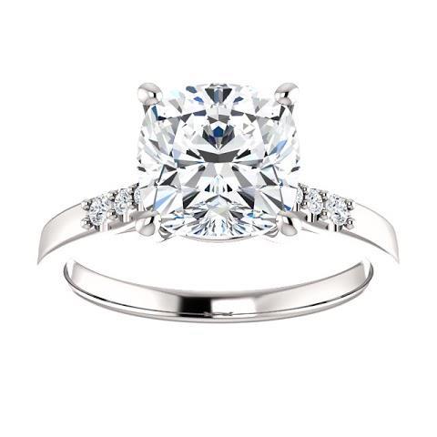 Cushion Natural Diamond Engagement Ring With Accents 3.15 Carats Jewelry New