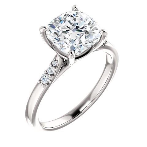 Cushion Natural Diamond Engagement Ring With Accents 3.15 Carats Jewelry New