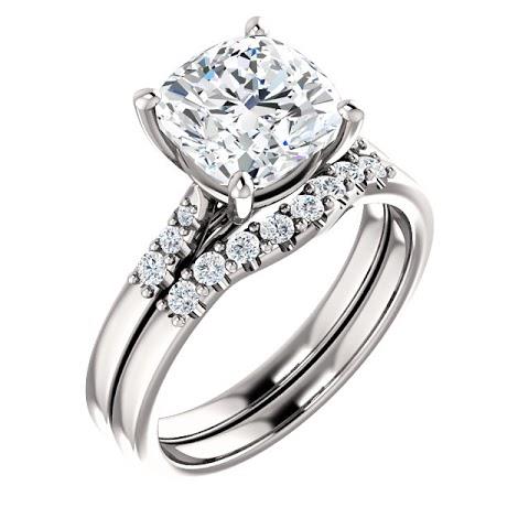 Cushion Natural Diamond Engagement Ring With Accents 3.15 Carats Jewelry New
