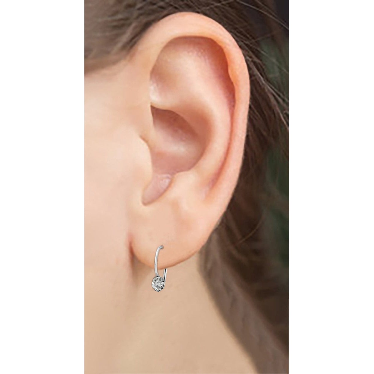 Cushion Old Mine Cut Real 3 Carats Diamonds Studs Earring White Gold 14K - Stud Earrings-harrychadent.ca