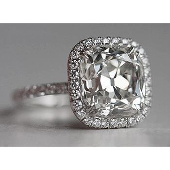Cushion Old Miner Natural Diamond Halo Engagement Ring 1.50 Ct