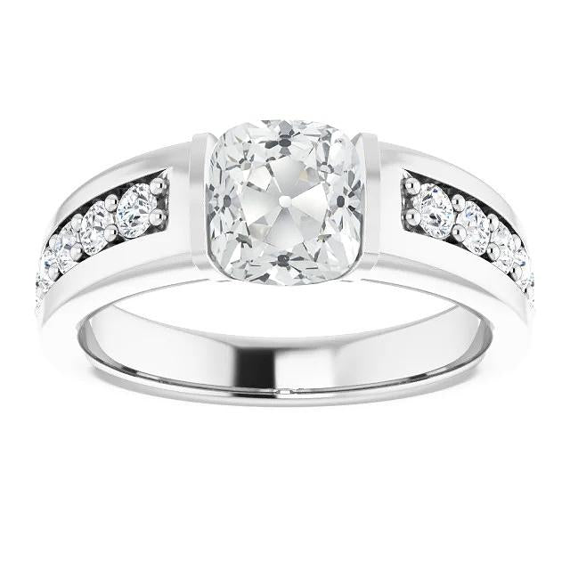 Cushion Old Miner Natural Diamond Ring Surface Prong Set Gold 4.25 Carats - Anniversary Ring-harrychadent.ca