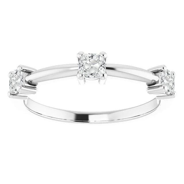 Cushion Old Cut Lab Grown Diamond Half Eternity Band 4 Prong Set 4.50 Carats