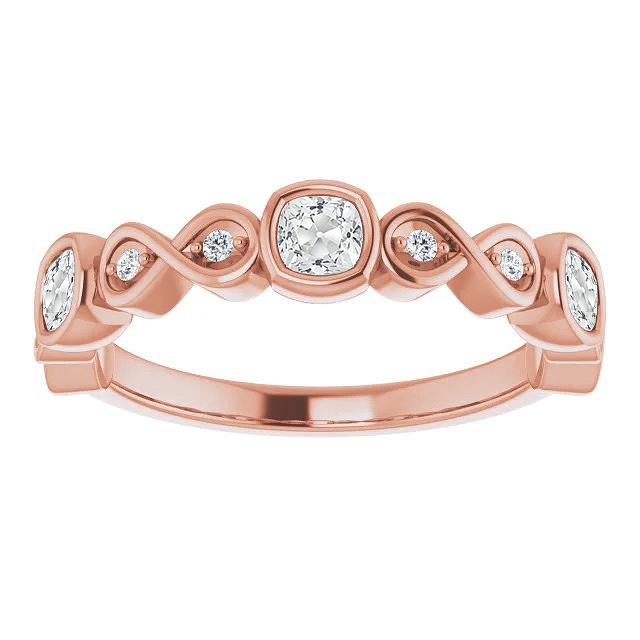 Cushion Old Cut Lab Grown Diamond Half Eternity Band Bezel Set 5.25 Carats