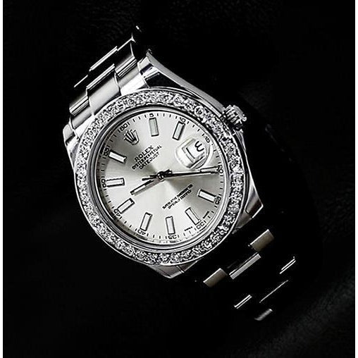 Men Rolex Watch Silver Stick