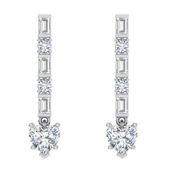 Dangle Heart Baguette Genuine Diamond