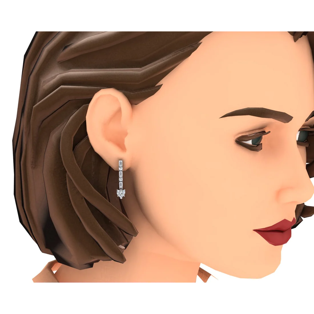 Heart Baguette Genuine Diamond Earrings