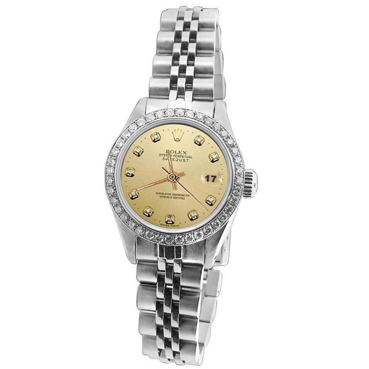 Diamond Lady Rolex Watch Champagne