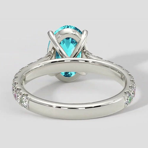 Diamond Band Oval Paraiba Ring