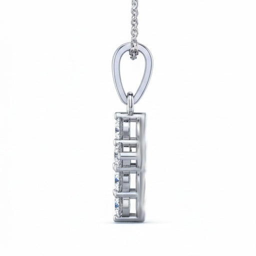Diamond Cross Necklace 2.00 Ct Round Brilliant Cut 14K White Gold