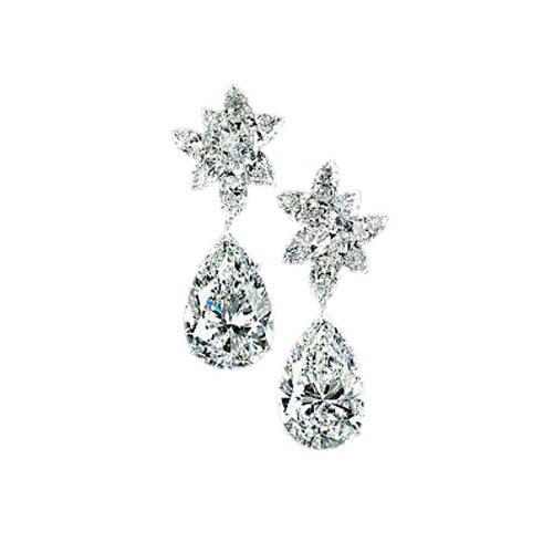 Diamond Earring Pair Pear Real Diamond Dangle Ear Ring Gold  3 Ct