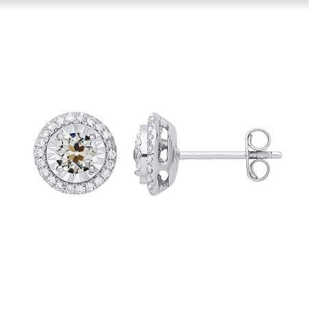 Earth-Mined Brilliant Diamond Earrings 4 ct 14K White Gold – main view