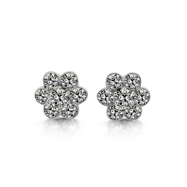 Diamond Antique Cushion Earrings in 14K White Gold – main view