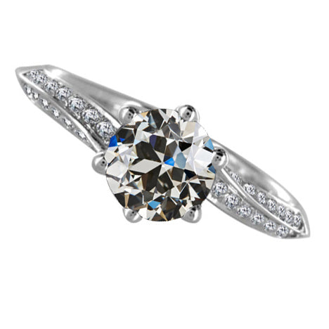 Solitaire Ring with Accents 14 Karat White Gold with Diamond – main view