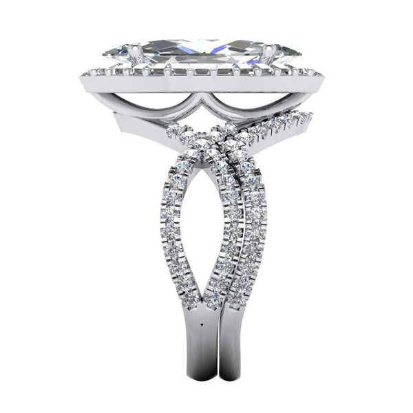 Diamond Ring 7 Carats Marquise Split Shank Halo White Gold Jewelry
