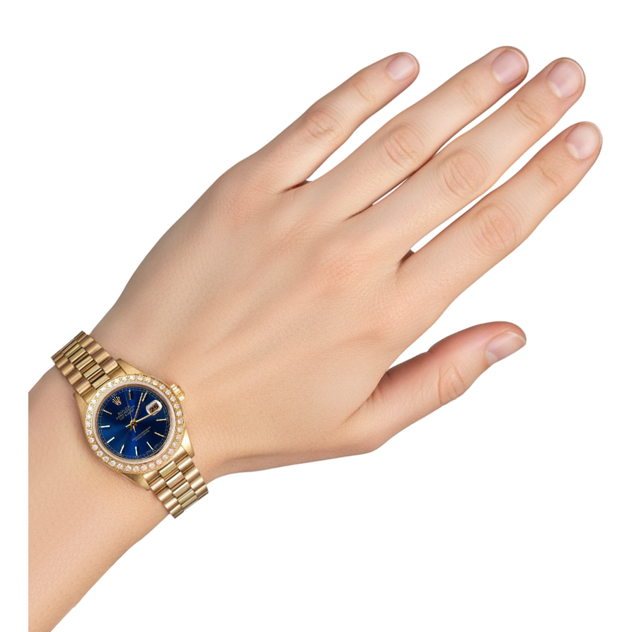 Diamond Bezel Rolex Datejust Watch Lady Presidential Style Gold P2