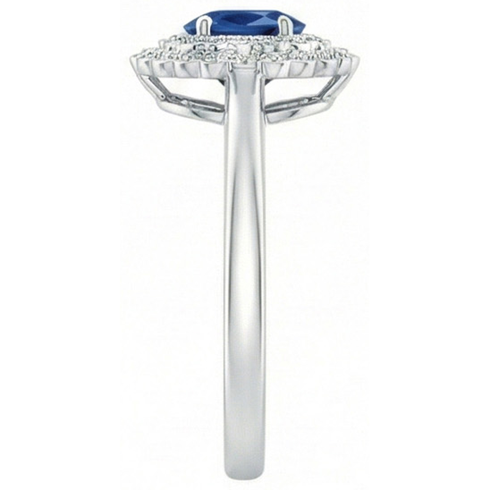 Double Halo Blue Sapphire With Natural Earth Mined Diamond ( Not Lab Grown ) s Ring 3.25 Carats