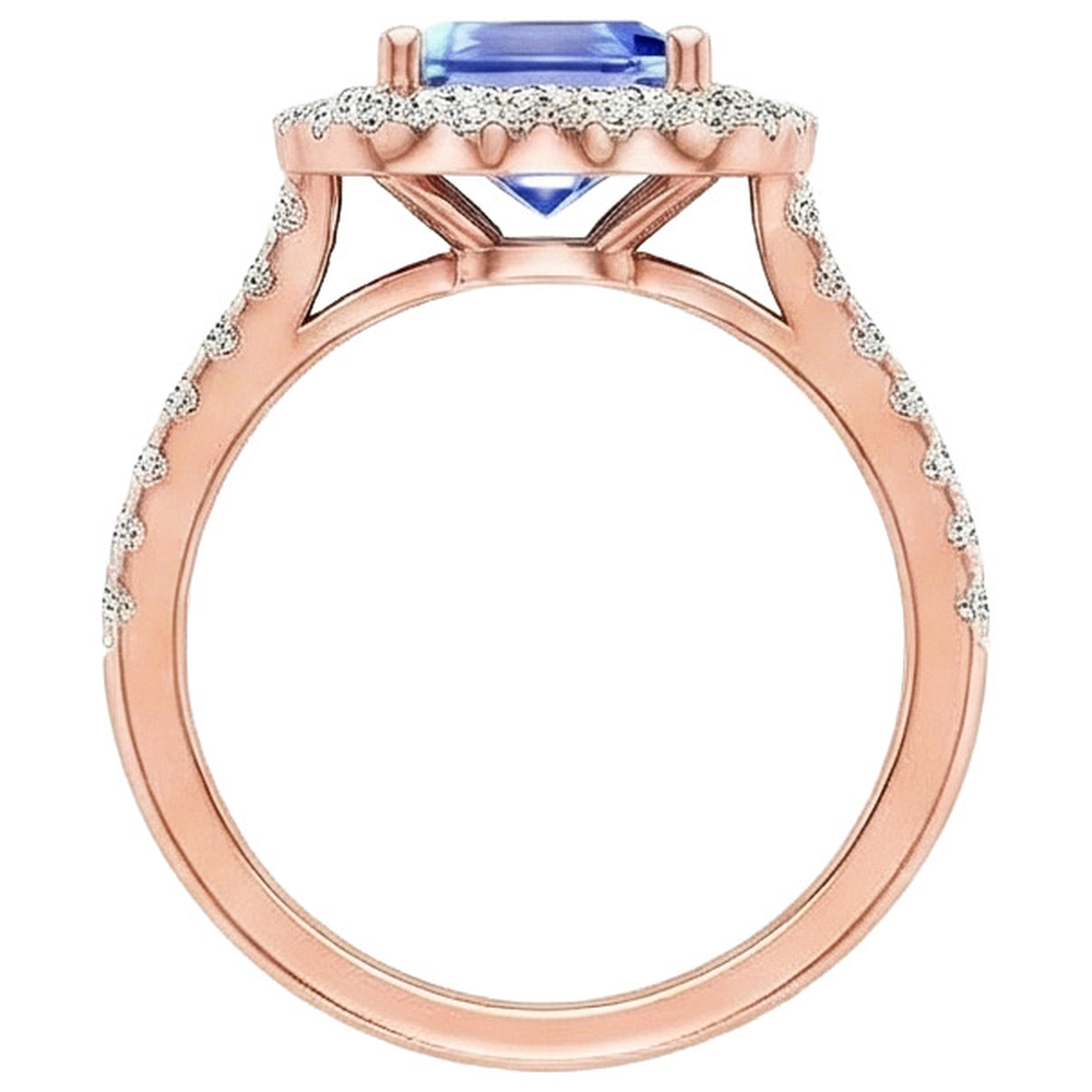 natural round sapphire 5ct ring on white background