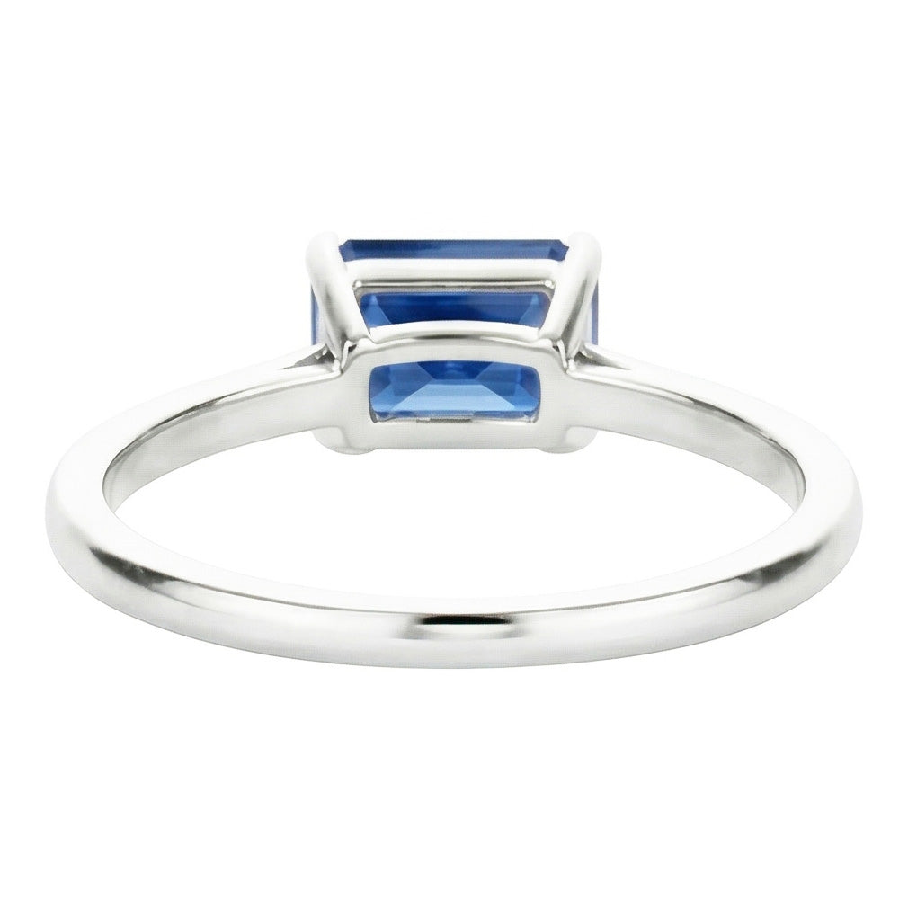 Eagle Claw Prongs Radiant Solitaire Ring Light Blue Sapphire Gold 14K