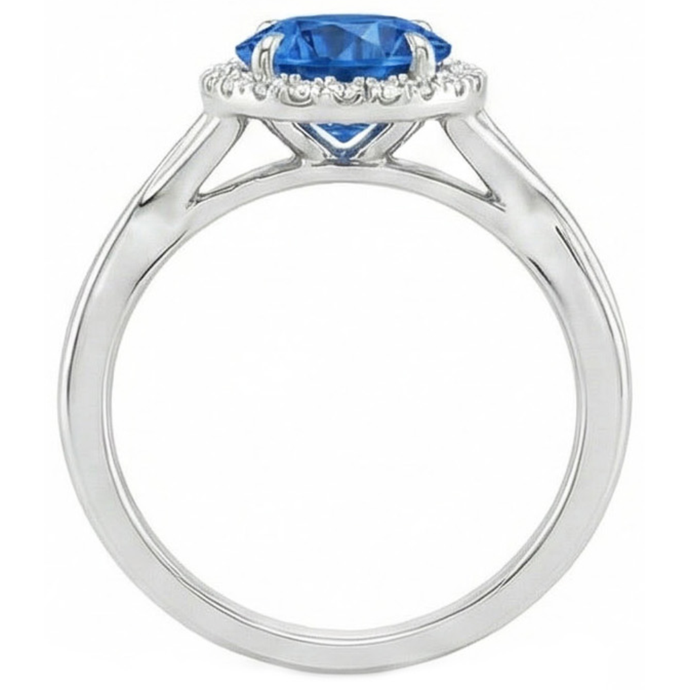 Eagle Claws Blue Sapphire And Natural Earth Mined Diamond ( Not Lab Grown ) Ring 2.40 Carats White Gold 14K