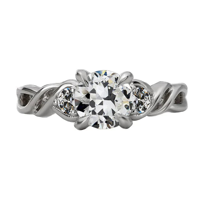 Eagle Claw Prongs 3 Stone Ring Old Miner Real Diamond Twisted Shank 4 Ct