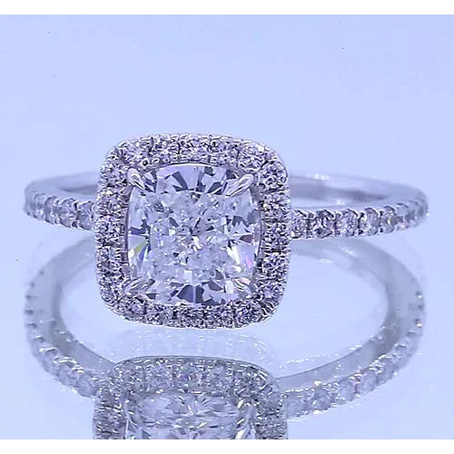 Eagle Claw Prongs Halo Cushion Anniversary Real Diamond Ring 3.50 Carats