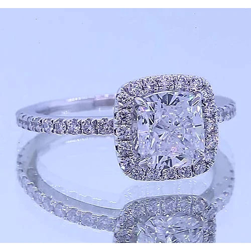 Eagle Claw Prongs Halo Cushion Anniversary Real Diamond Ring 3.50 Carats
