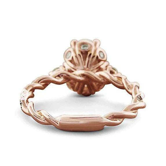 Eagle Claw Prongs Oval Wedding Ring Rope Style Rose Gold 14K 2.15 Ct Genuine Diamond