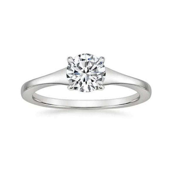 Eagle Claw Prongs Solitaire Round Real Diamond Engagement Ring White Gold