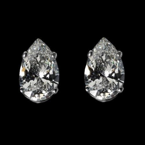 Earrings Real Pear Cut Diamond G Si1 3 Carat Stud Post Gold Screw Backs