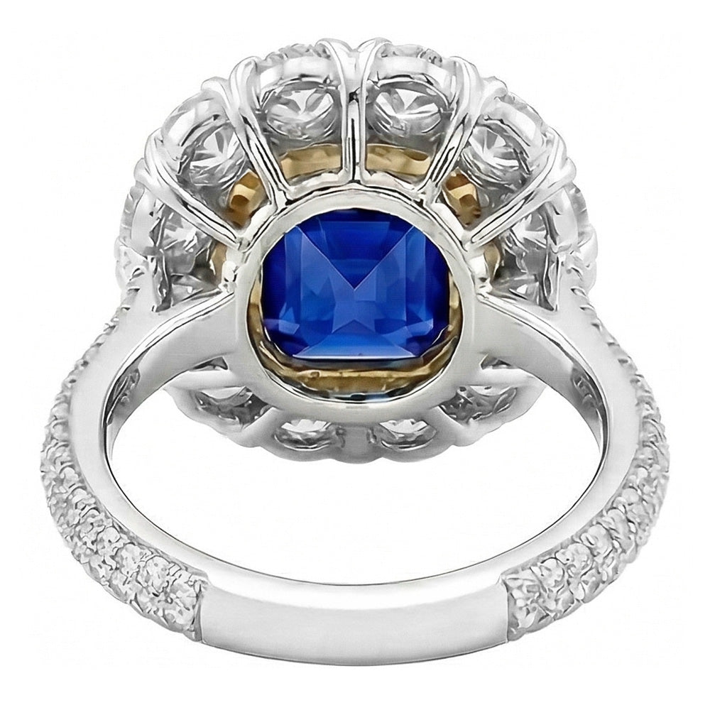 Elegant Sapphire Cocktail Natural Earth Mined Diamond ( Not Lab Grown ) Ring