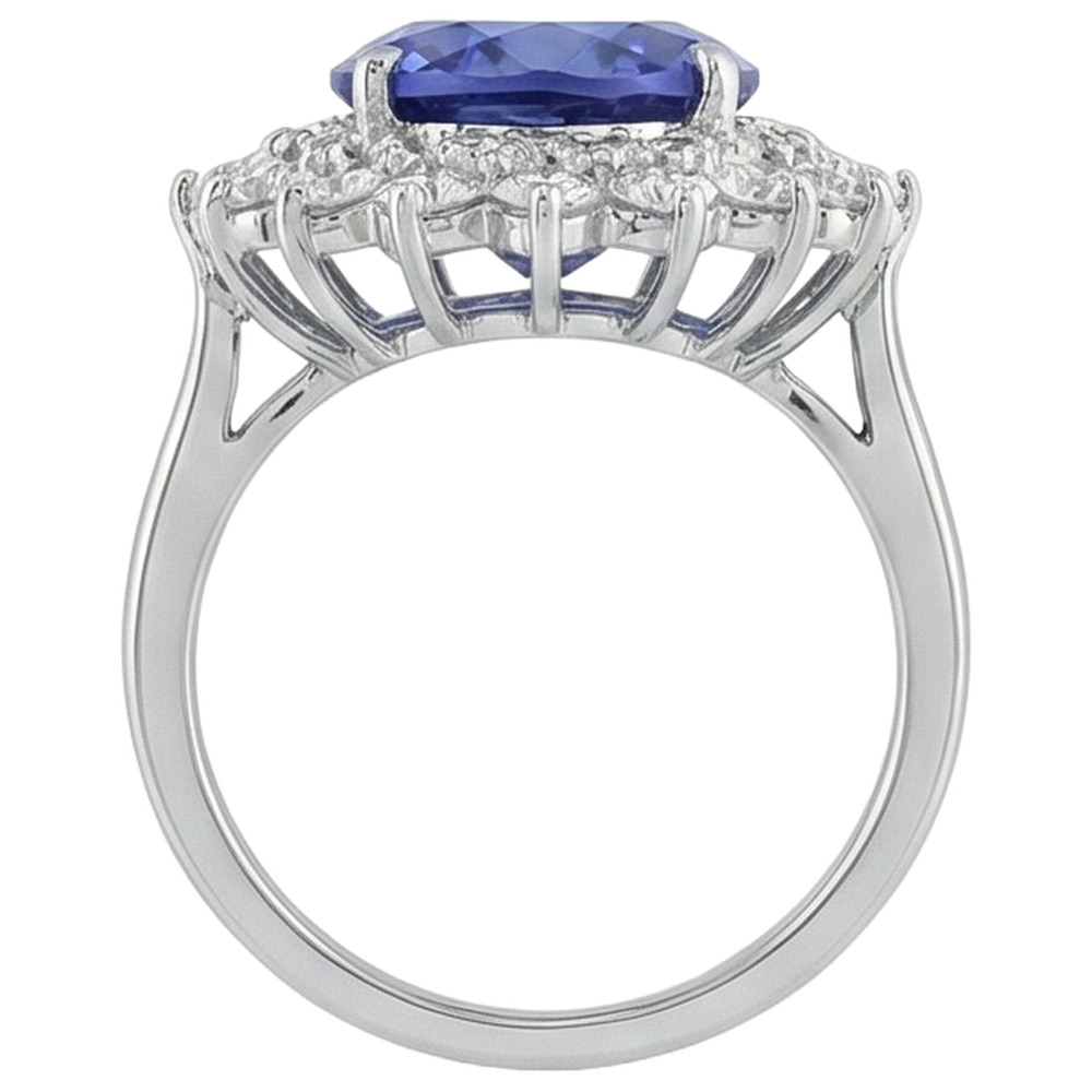 Elegant Tanzanite Natural Earth Mined Diamond ( Not Lab Grown ) Cocktail Ring
