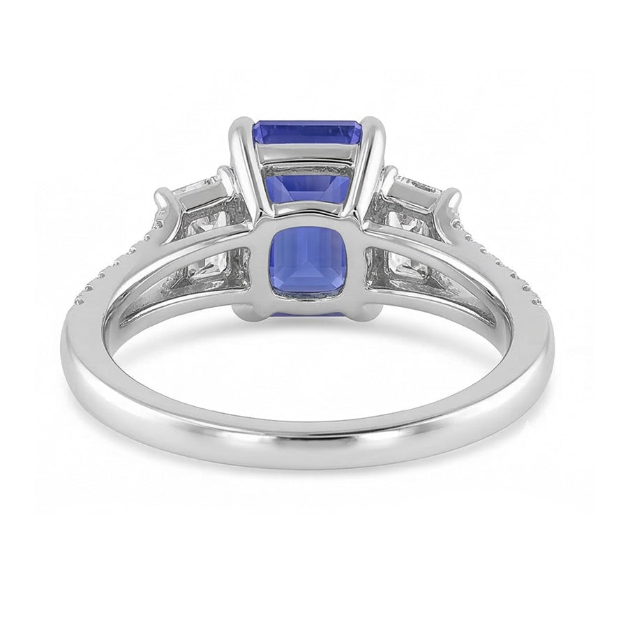 Emerald 3 Stone Sapphire Ring With Accents Split Shank 3.50 Carats