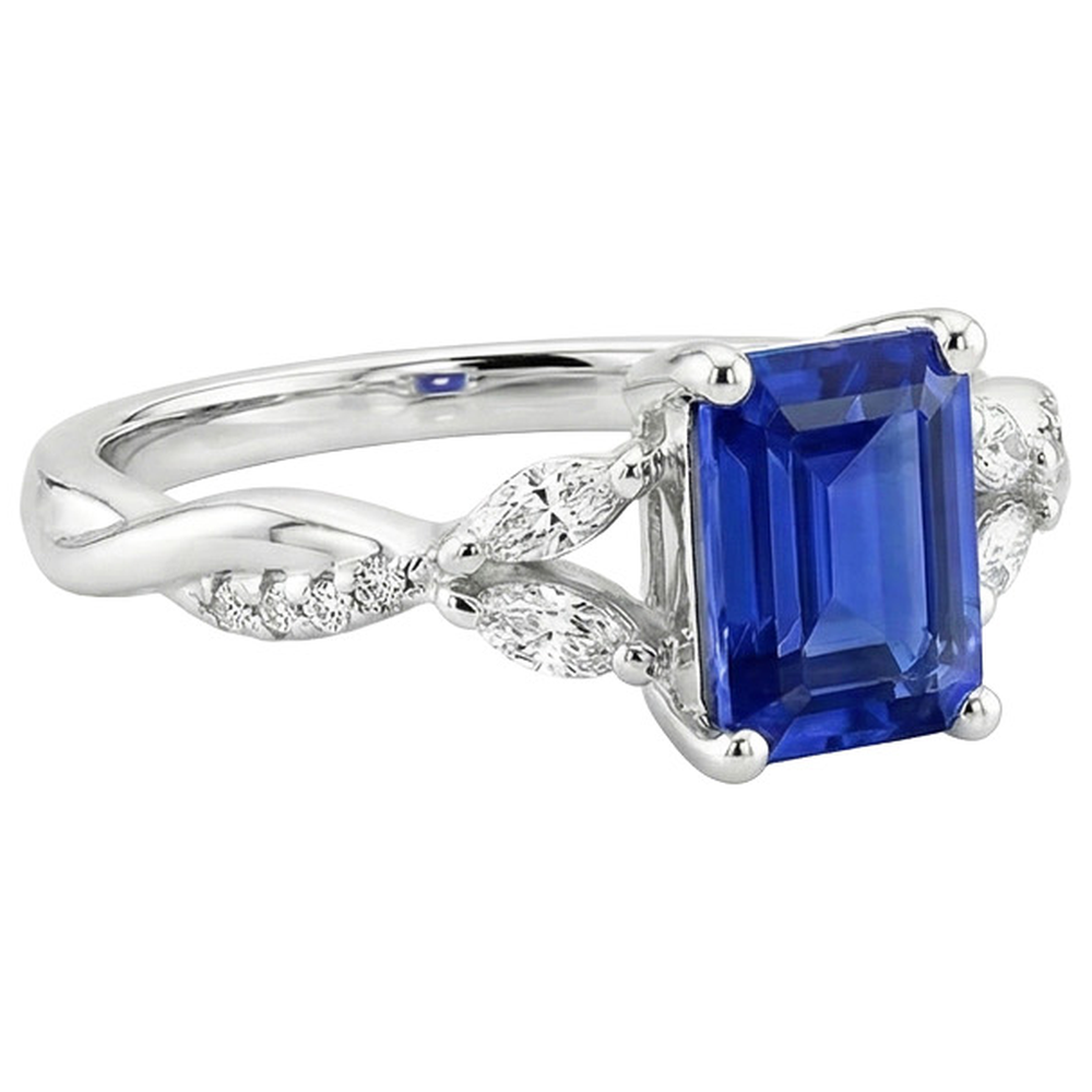 Emerald Cut Sapphire Women's Ring