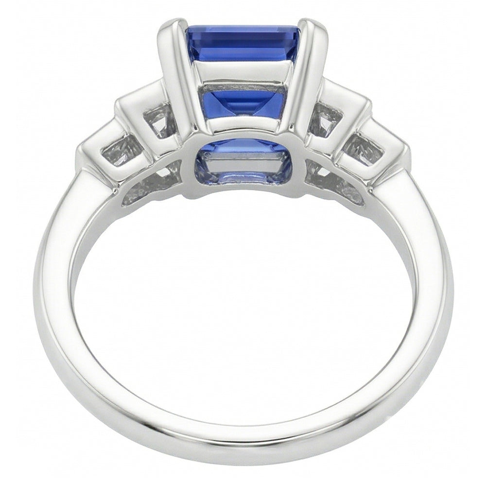 Emerald Natural Earth Mined Diamond ( Not Lab Grown ) Sapphire Anniversary Ring 2.50 Carats Ladies Gold 14K