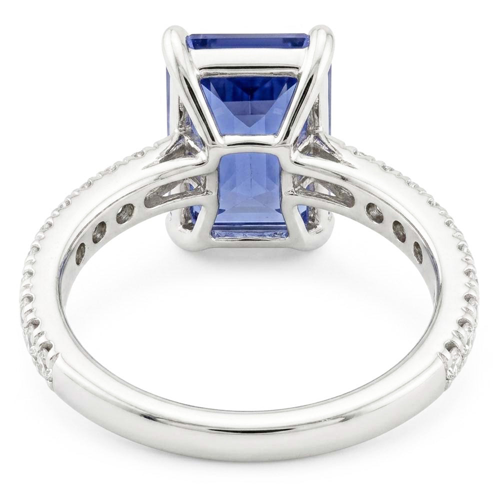 Emerald Sapphire Gemstone Ring Pave Set Natural Earth Mined Diamond ( Not Lab Grown )s 3.50 Carats