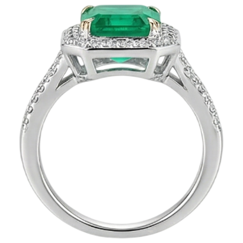 Fine Emerald Gemstone Ring 2-ct 14 Karat Two Tone Gold – alternate view