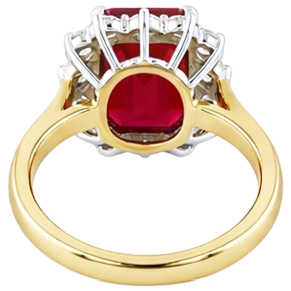 natural round ruby 7.45ct ring profile view