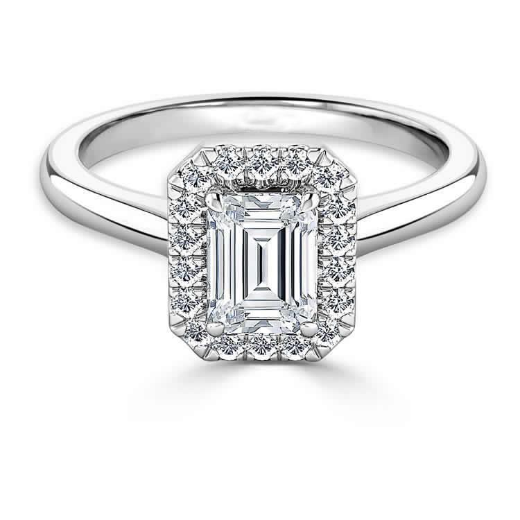 Emerald And Round Cut 2.65 Carats Natural Diamond Ring Halo