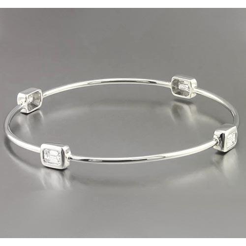 Emerald Cut Genuine Diamond Bangle 2 Carats Jewelry