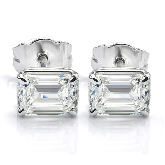 Emerald Cut Real Diamond Studs