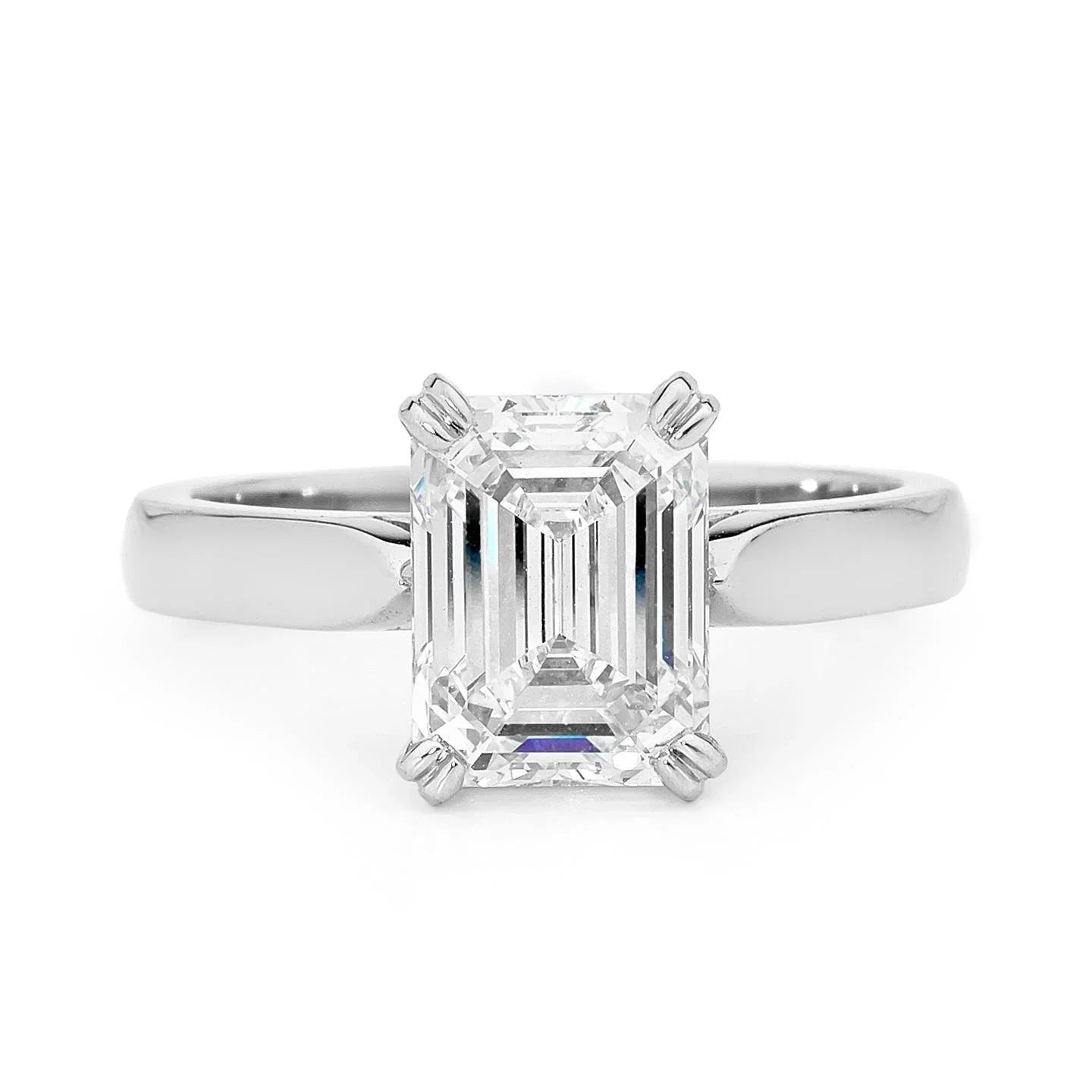 Emerald Shape Genuine Diamond Solitaire Ring