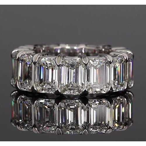 Emerald Cut Lab Grown Diamond Eternity Band 11.20 Carats White Gold Jewelry