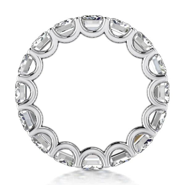 Emerald Cut Real Lab Grown Diamond Gold Eternity Wedding Band 7.50 Carats U Prongs